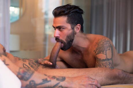 Hot american guys hairy stud Adam Ramzi and well-built Boomer Banks have a hot sex in bath