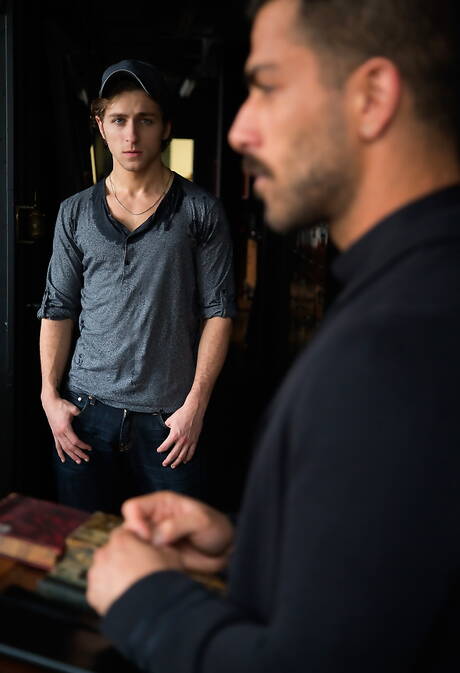 Two american boys hairy stud Adam Ramzi and beefcake Calvin Banks fuck ass after sucking dick outdoor