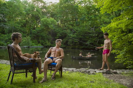 American strongman Calvin Banks and english beefy Josh Moore have a good anal sex at the pool