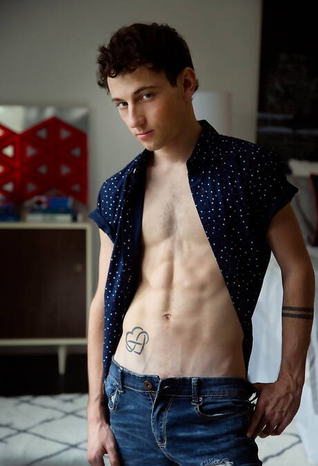 Nice american boys hunky guy Calvin Banks and young boy Cole Claire jerk off in the pool