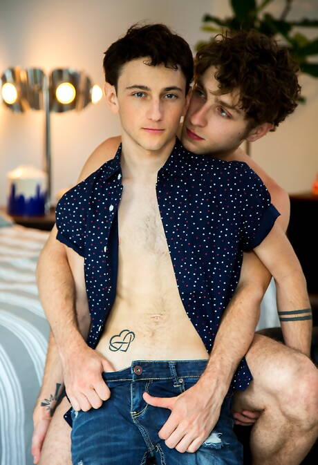 Nice american boys hunky guy Calvin Banks and young boy Cole Claire jerk off in the pool