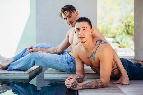 Heiße Amerikaner, Superhengst Jack Hunter und stämmiger Typ Vincent Oreilly bei heißem Arschfick im Freien