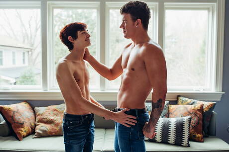 Hot american boys young boy Grayson Lange and hunky guy Jj Knight fuck after blowjob