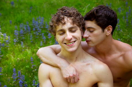 Die heißen Jungs Calvin Banks, Dillon Rossi und Taylor Reign haben draußen einen guten Dreier-Sex