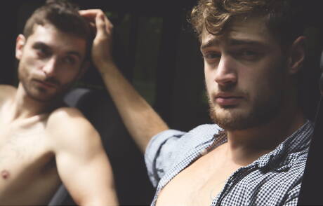 Hot americans, pretty boy Dillon Rossi and beefcake Justin Brody fuck ass after sucking cock outside