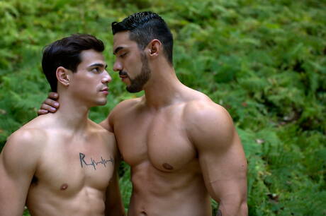 Der nette, harte Kerl Arad Winwin und der kräftige Levi Karter bei einer heißen Arschfick-Action draußen