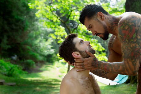 American stars beefcake Boomer Banks and hairy stud Tegan Zayne fuck ass after blowjob at pool