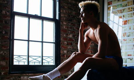 Hunky guy Lucas Champagne and american hot twink Tayte Hanson fuck after blowjob