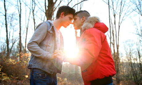 Beefcake Lev Ivankov and canadian hunk Pierre Fitch in dick sucking scene outdoor