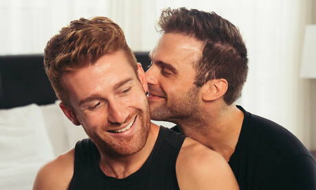 Canadian hunk Gabriel Clark and beefcake Olivier Robert have a hot couple sex outdoor