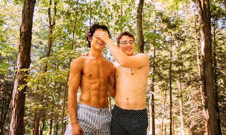 Famous americans, beefcake Blake Mitchell and well-built Nico Leon have anal sex outside