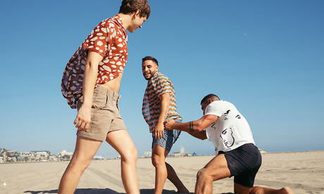 Hot guys Austin Avery, Brock Banks and Sharok in hot groupsex outdoor