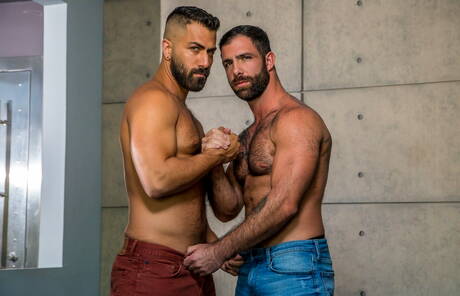 Nice american guys otter Adam Ramzi and gay bear Jake Nicola in cock sucking scene