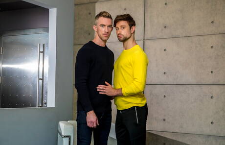 Der gut gebaute Amerikaner Nick Fitt und der haarige englische Hengst Drew Dixon beim harten Analsex