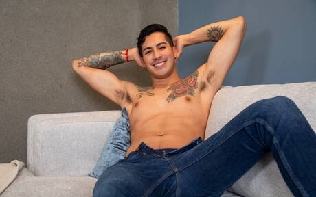 American young Kian Kane playing with cock