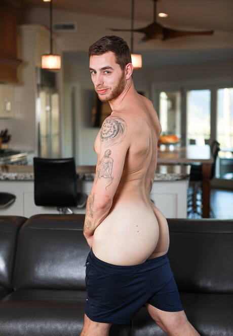 American superstud Carter Woods and british superstud Michael Boston fuck ass after sucking dick in kitchen