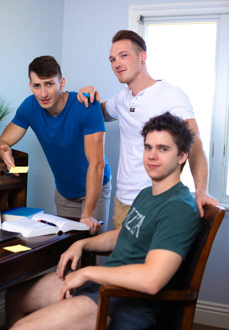 Sexy buddies Jackson Cooper, Will Braun and Michael Jackman sucking and fucking each other