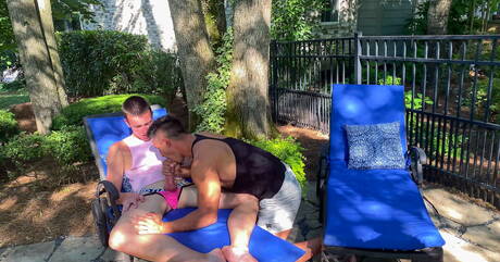 Nice american boys hunk Jax Thirio and hunky guy Ryan Evans fuck ass after sucking cock with fisting outdoor