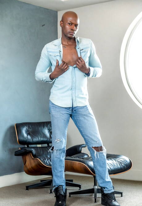 Latino muscular Seth Santoro and  Troy Velez in hot interracial ass bang