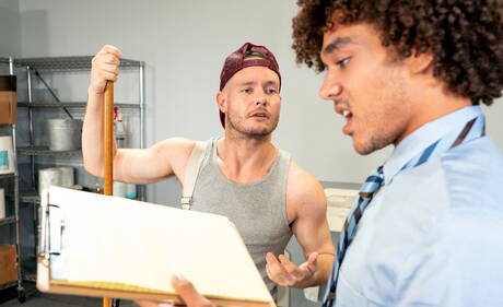 British hunky guy Ashley Ryder and ebony young Derek Cline in hard fisting