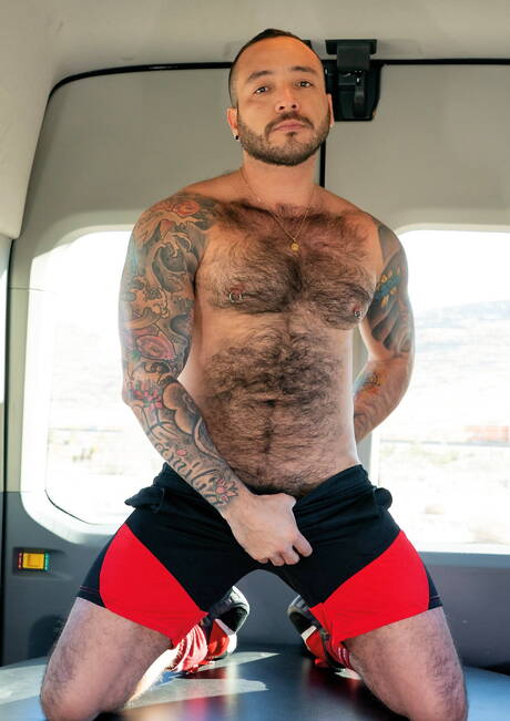 Fisting Central: American hot bear Drew Sebastian and venezuelan mature bear Julian Torres in rimming and fisting scene