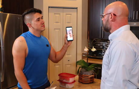 Pride Studios: Sexy americans, husky guy Adrian Suarez and bear Aj Marshall in hot ass fuck action in the kitchen