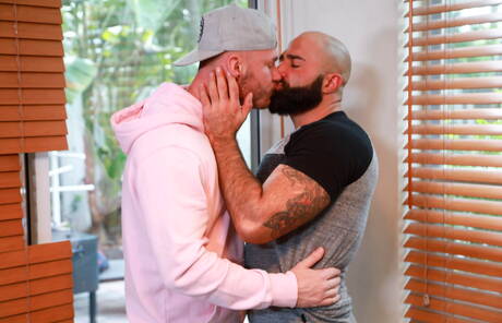 Two american dudes gay bear Atlas Grant and husky guy Mac Savage in hot anal sex outside