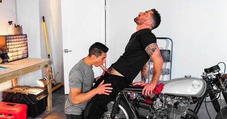 French tough guy Chris Damned and latin beefy Jim Fit fuck ass after sucking cock