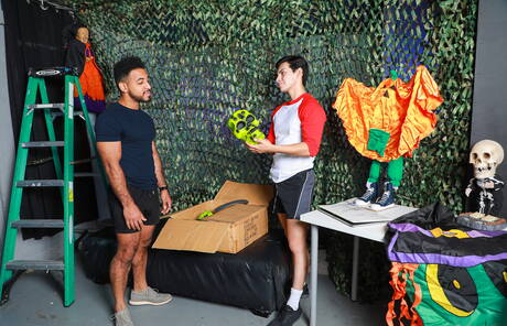 American twink Aaron Perez and tough guy Rodrigo Amor in hard interracial anal sex