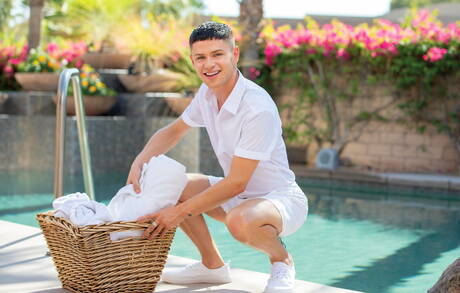 Nice american guys beautiful boy Dylan Hayes and bull Max Konnor in black on white love at pool