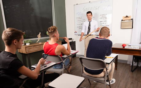 Dakota Payne, Jack Bailey, Carter DelRey, Trevor in hot suck and fuck scene