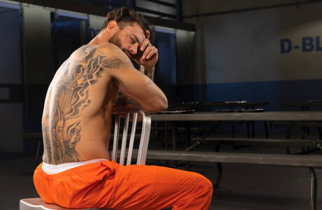 Sexy americans, muscular Pierce Paris and bear Alpha Wolfe fuck ass after blowjob and fisting