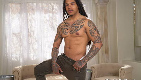 Sexy guys Floyd Johnson, Hunter Triad and Richard Bliss in hot interracial threesome anal sex