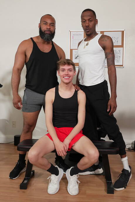 Hot boysDeepdicc, Jack Bailey and Ray Diesel in hot interracial threesome ass bang