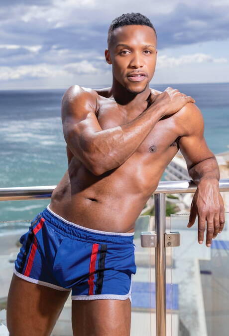 Falcon Studios: Sexy boys Andre Donovan, Pietro Duarte and Pol Prince in interracial groupsex in the pool