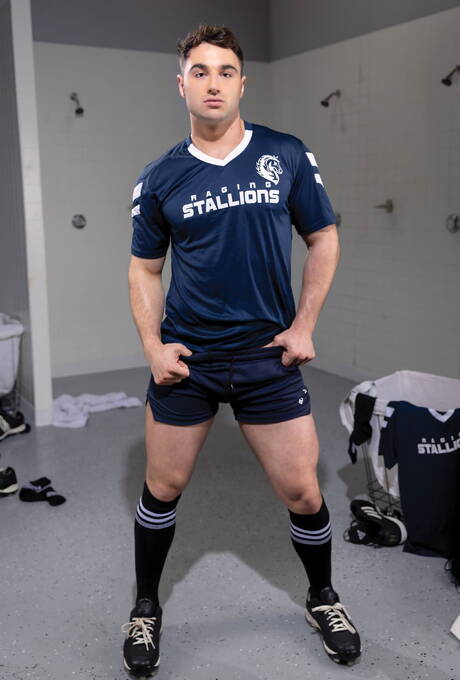 Raging Stallion: British hunk Michael Boston and ebony tough guy Deangelo Jackson in black on white love in hot shower