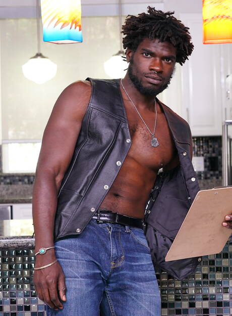 Blacks on Boys: Hot Dean Diego, Devin Trez and San Paul have threesome interracial anal sex in kitchen