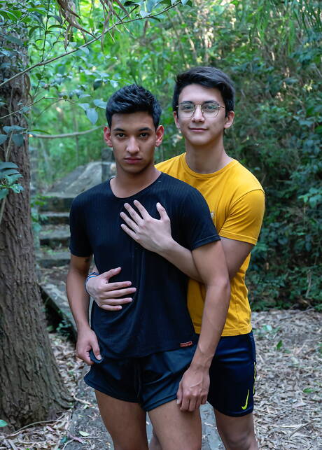 Antu Burghos, Puppy, Vincent, Claude in hot suck and fuck scene outside