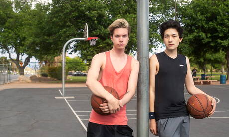 American pornstars pretty boy Reece Jackson and young dude Jordan Lake have a hot couple scene outdoor