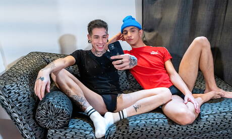 Helix Studios: Sexy Rick Lennon, Edwin Mendez and Fabrice Rossi in hot threesome anal sex