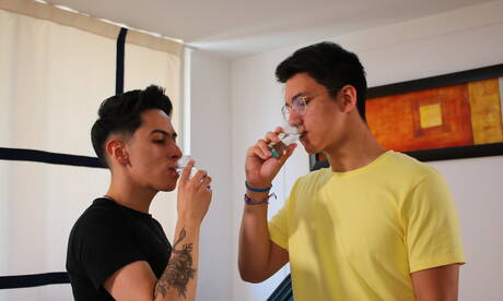 Pretty boy Nate Wayne and argentinian twink Vincent Landi fuck ass after sucking dick