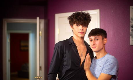 American stars hot twink Noah Bentley and young dude Asher Haynes fuck after blowjob