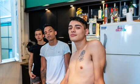 Nasty boys Gil Donovan, Sly Conan and Giorgio Angelo love each other outdoor