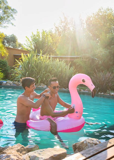 Latin pretty boy Vincent Landi and argentinian pretty boy Giorgio Angelo fuck ass after sucking cock at the pool