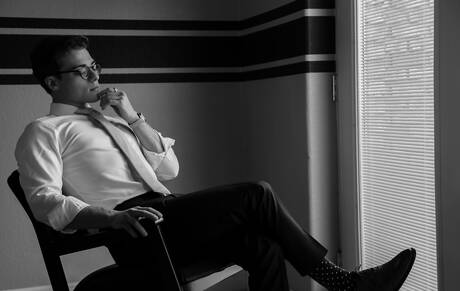 American hunk Blake Mitchell undressing and showing his butt at the pool