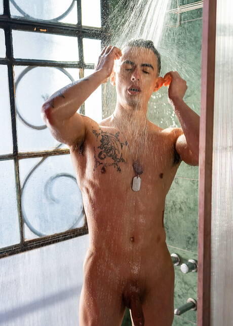 Sexy jongens Sonny Davon, Sly Conan en Fabrice Rossi in hete trio-anale neukactie onder hete douche