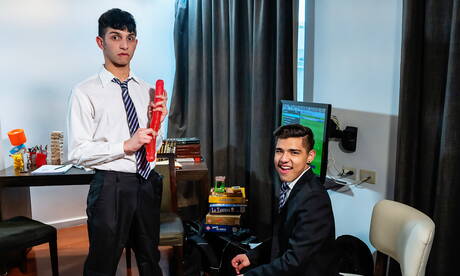 Shameless guys Anibal Garces, Felix Harris and Fabrice Rossi have threesome anal sex