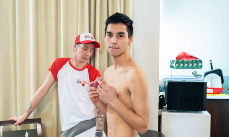 Argentinian twink Edwin Mendez and argentinian young boy Francis Gerard masturbating with sex toy
