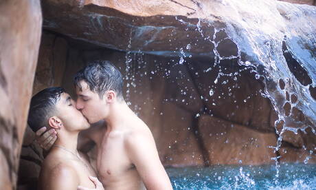 American pornstars young boy Alex Riley and young dude Jacob Hansen love each other in the pool