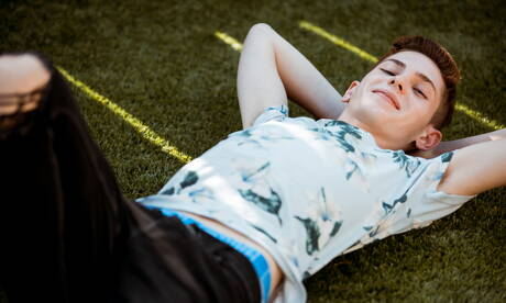 American young Riley Finch undressing and showing tight ass outdoor